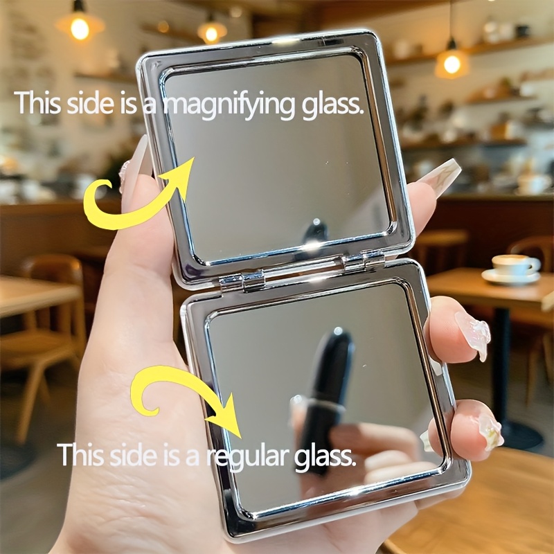 Double-Sided Portable Folding Small Mirror with Black Cat Design